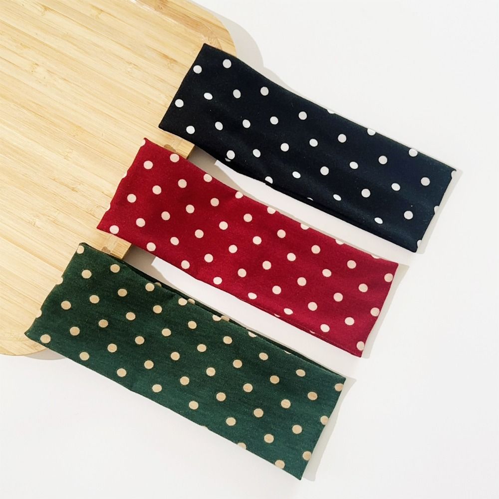 Stretch Strap Yoga - ที่คาดผมลายจุดปรับได้สไตล์เรโทร ยืดหยุ่นสำหรับโยคะ แถบผมกันเหงื่อ ลายพิมพ์กว้าง สำหรับถ่ายรูป