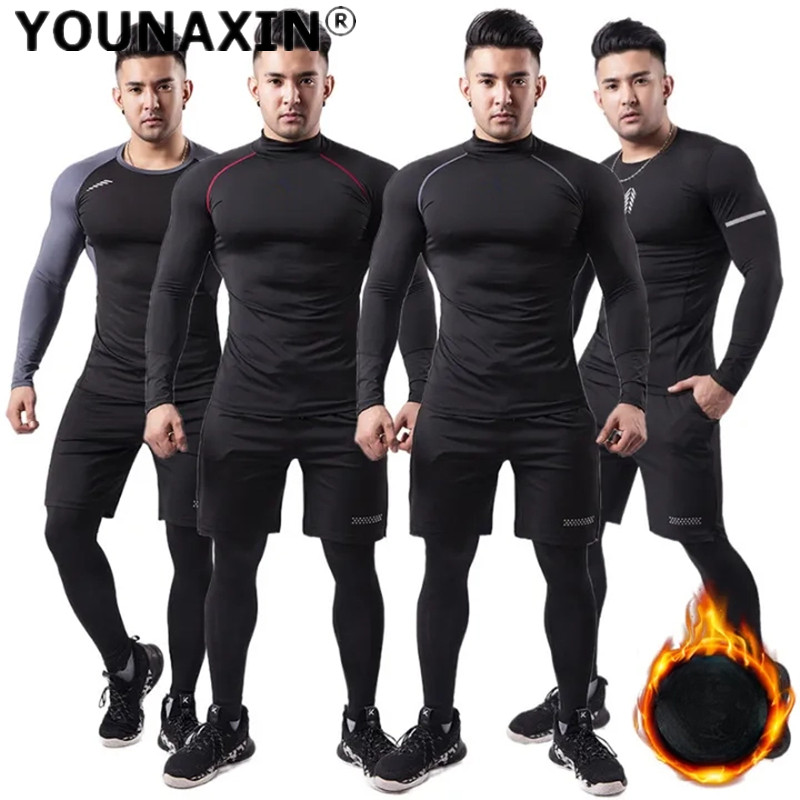 Yoga Fitness Set - ชุดกีฬาผู้ชาย 3 ชิ้น ผ้าพลัฌ อุ่นสบาย เสื้อยืดกันหนาว