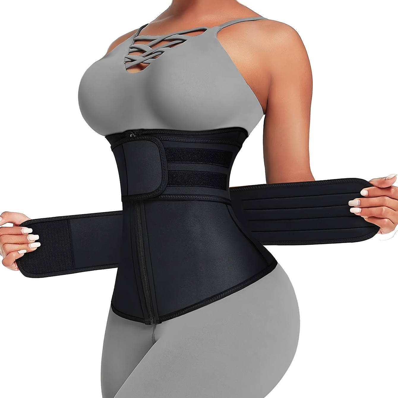 Waist Trainer Women - เข็มขัดรัดเอวสำหรับผู้หญิง สายคู่ ซิป นีโอพรีน ช่วยกระชับเอว ลดหน้าท้อง