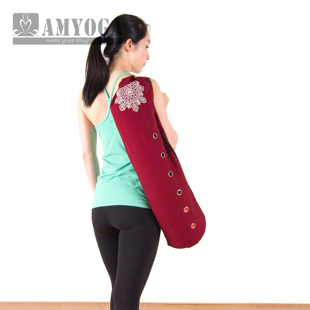 Yoga In Fitness - กระเป๋าใส่เสื่อโยคะแบบผ้าแคนวาส กระเป๋าสะพายไหล่เดียวสำหรับใส่เสื่อออกกำลังกาย กระเป๋าเป้สะพายหลังสำหรับฟิตเนสและกีฬา กระเป๋าโยคะสำหรับเสื่อขนาด 6-8 มม.