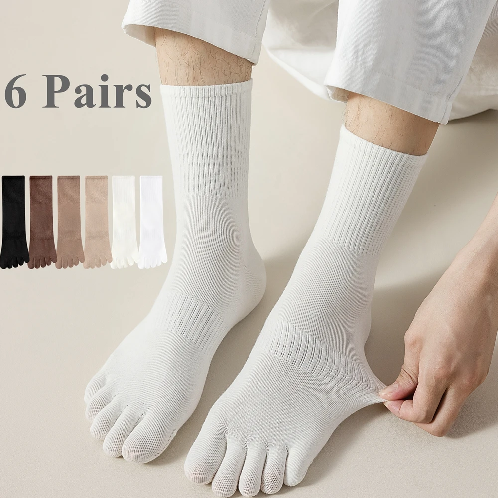 Yoga Toe Separator - ถุงเท้าผู้ชาย6คู่พร้อมนิ้วมือแยกถุงเท้าผ้าฝ้ายนิ้วเท้าสำหรับถุงเท้าคุณภาพดีกีฬาวิ่งโยคะ