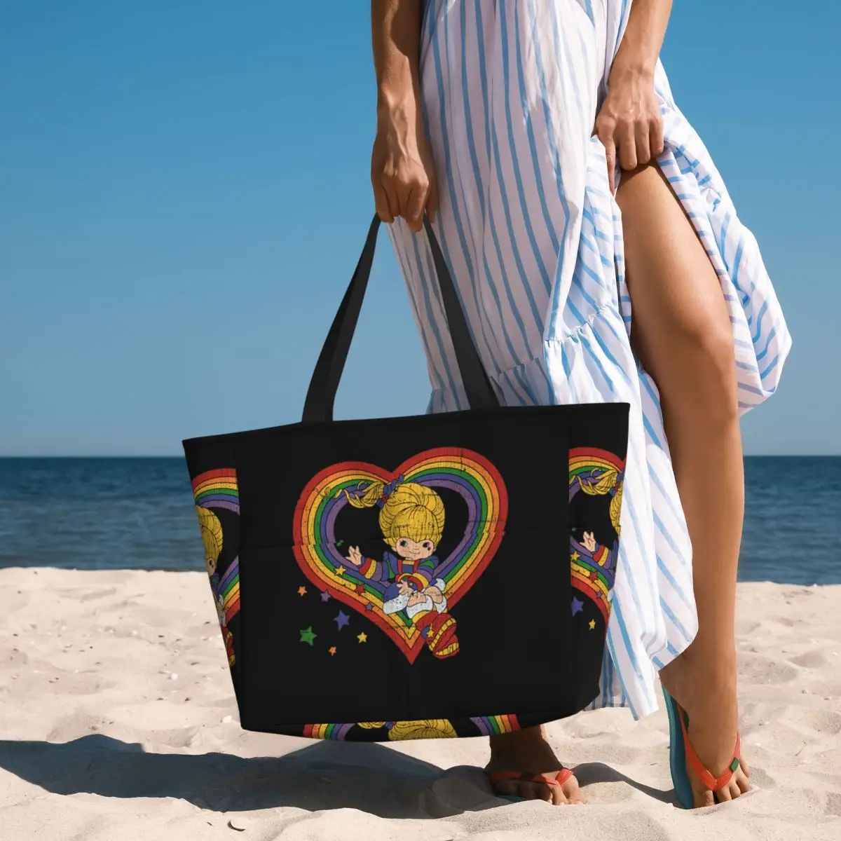 Yoga Fitness Tote - เรนโบว์ ไบรท์ วิธ เรนโบว์ ฮาร์ท บีช