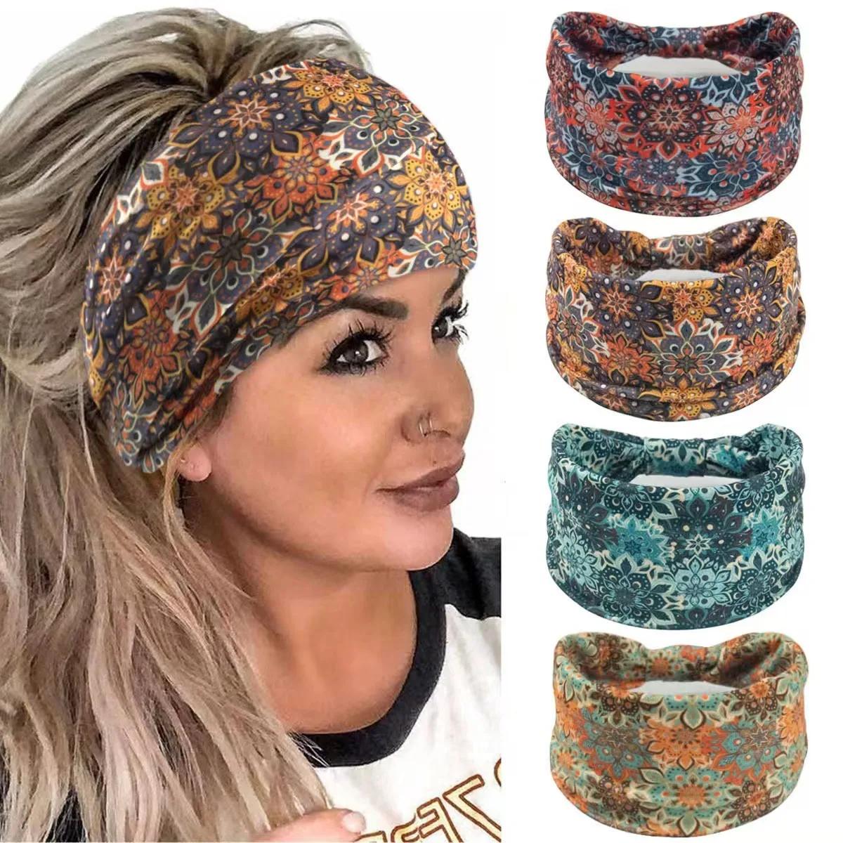Yoga Fitness Band - 🌸 ที่คาดผมดอกไม้ Boho Mandala | ผ้าเกาะอกยืดปีกกว้าง