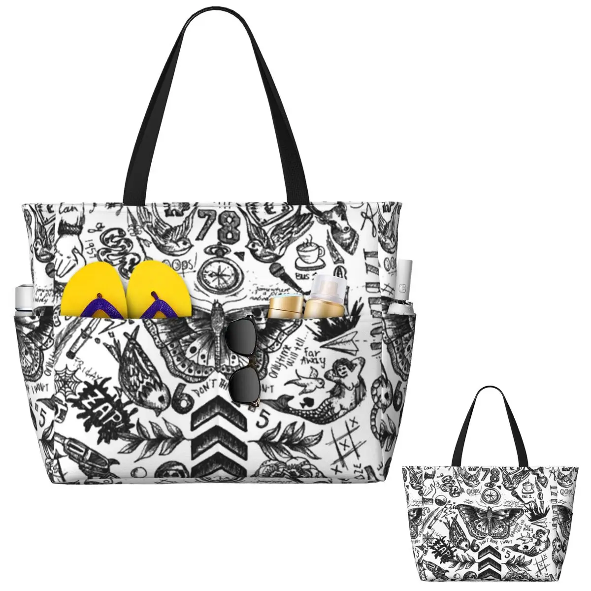 Yoga Fitness Tote - One Direction - Tattoos Beach Tote