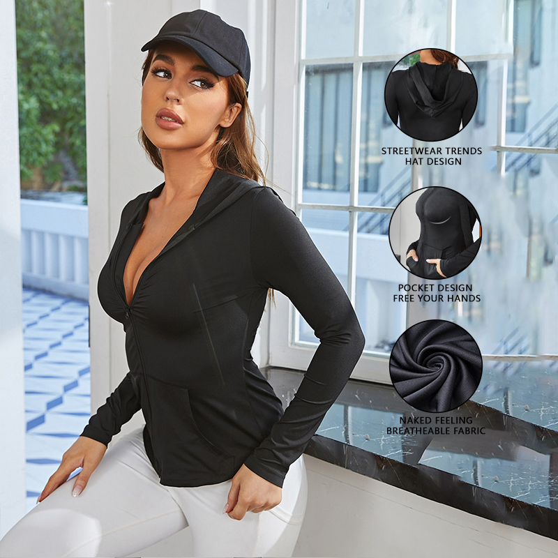 เสื้อโค้ทออกกำลังกายผู้หญิงสีด - Yoga In Fitness บทวิจารณ์และราคา