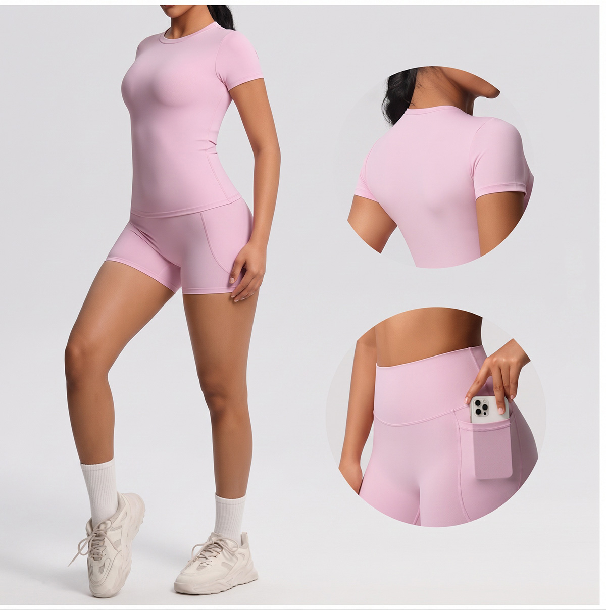 ชุดโยคะพกพา แห้งเร็ว คอกลม ชุด - Yoga Fitness Set บทวิจารณ์และราคา