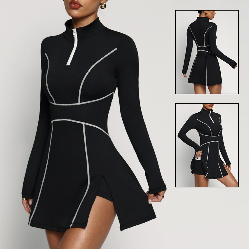 ชุดเดรสเทนนิส กอล์ฟ โยคะ แขนยา - Yoga Fitness Dress บทวิจารณ์และราคา
