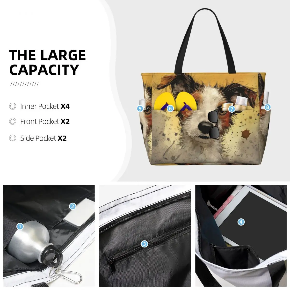 กระเป๋าโท้ทลายสุนัขแจ็ค รัสเซล - Yoga Fitness Tote บทวิจารณ์และราคา