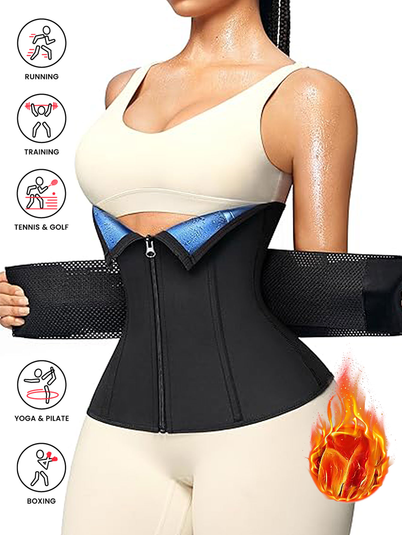 เข็มขัดรัดเอวซาวน่าสำหรับผู้หญ - Waist Trainer Women บทวิจารณ์และราคา