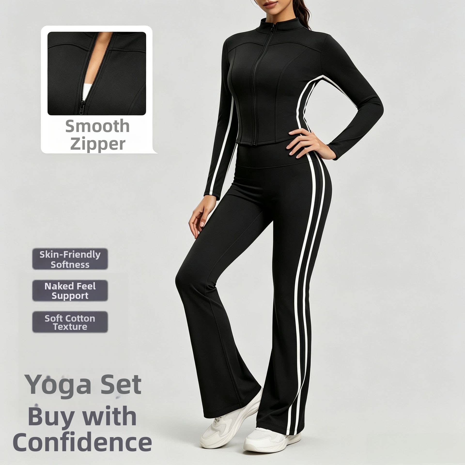 ชุดออกกำลังกายลายทางสำหรับผู้ห - Yoga Fitness Set บทวิจารณ์และราคา