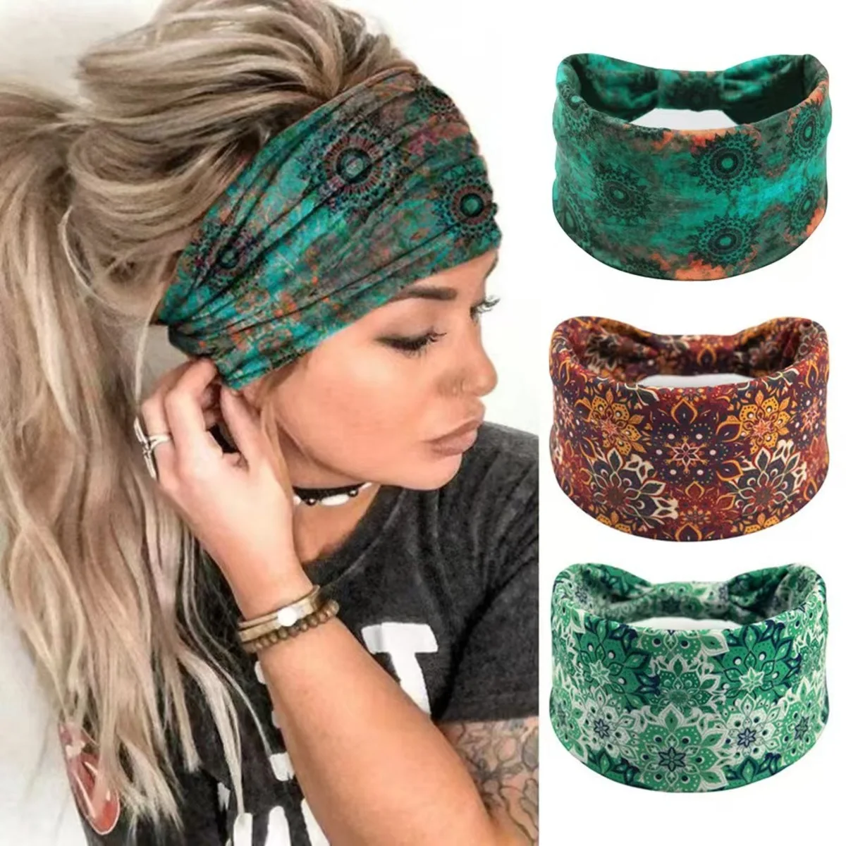 🌸 ที่คาดผมดอกไม้ Boho Mandala  - Yoga Fitness Band บทวิจารณ์และราคา