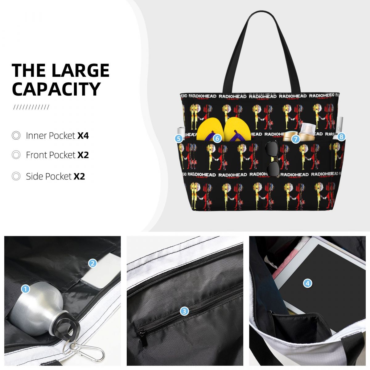 กระเป๋าใส่ของชายหาดลายวงดนตรีเ - Yoga Fitness Music บทวิจารณ์และราคา