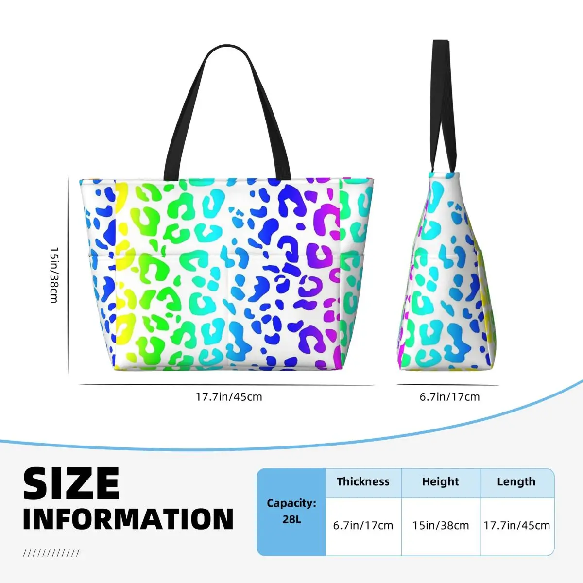 กระเป๋าชายหาดลายเสือดาวสีรุ้งแ - Yoga Fitness Tote บทวิจารณ์และราคา