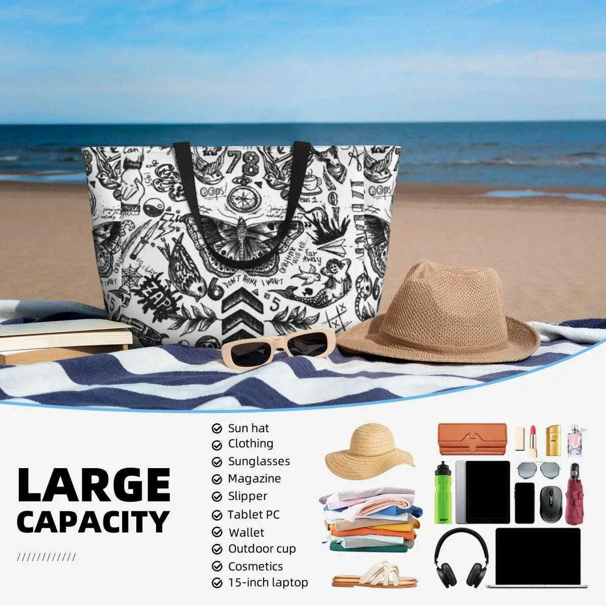 One Direction - Tattoos Beach  - Yoga Fitness Tote บทวิจารณ์และราคา